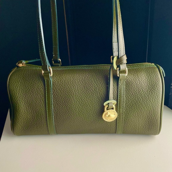 Dooney and Bourke Awl Leather Green Barrel Papillon Bag Purse - Picture 4 of 16